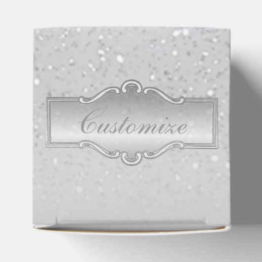Aangepaste Silver Sparkle Heart Box Bedankdoosjes (Bovenkant)
