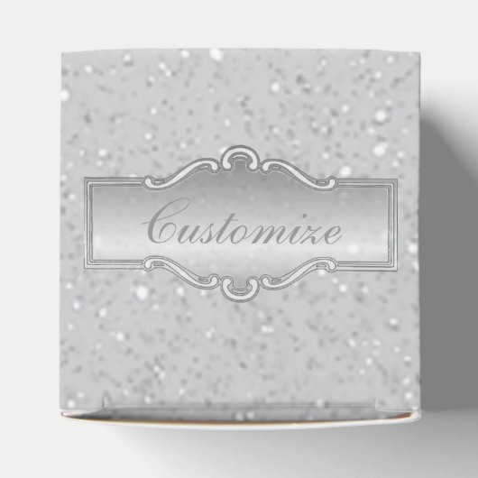 Aangepaste Silver Sparkle Heart Box Bedankdoosjes (Bovenkant)