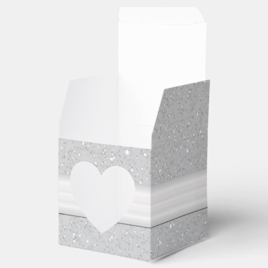 Aangepaste Silver Sparkle Heart Box Bedankdoosjes (Geopend)