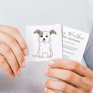 Aangepaste Simple Cute Dog Waling Sitting Service Vierkante Visitekaartje