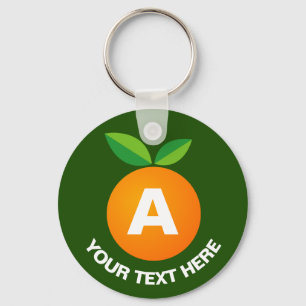 Aangepaste sinaasappels monogram-knop sleutelhange sleutelhanger