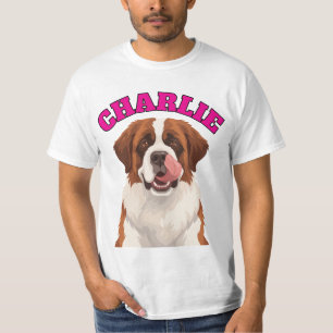 Aangepaste Sint Bernard Grote Hond Tong Uit  T-shirt