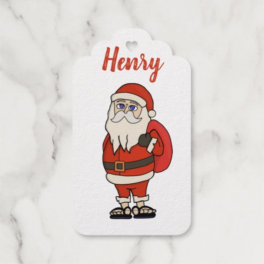 Aangepaste Sinterklaas Kerst Teenslippers Cadeaulabels (Achterkant)