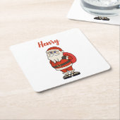 Aangepaste Sinterklaas Kerst Teenslippers Vierkante Kartonnen Onderzetter (Schuin)