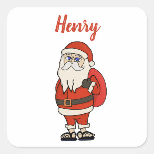 Aangepaste Sinterklaas Kerst Teenslippers Vierkante Sticker