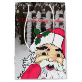 Aangepaste Sinterklaas op een sneeuw piket hek Medium Cadeauzakje (Voorkant)