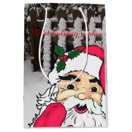 Aangepaste Sinterklaas op een sneeuw piket hek Medium Cadeauzakje