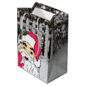 Aangepaste Sinterklaas op een sneeuw piket hek Medium Cadeauzakje (Achterkant Gekanteld)