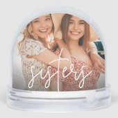 Aangepaste Sisters Tekst Overlay Foto Sneeuwbol (Achterkant)