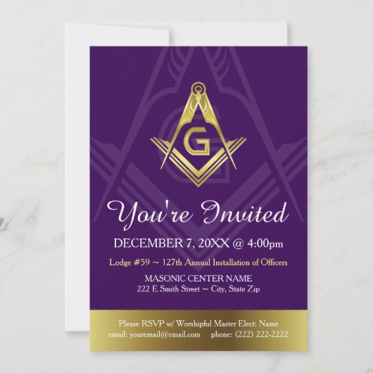 Aangepaste Sjablonen voor Masonic Uitnodiging | Gr (Voorkant)