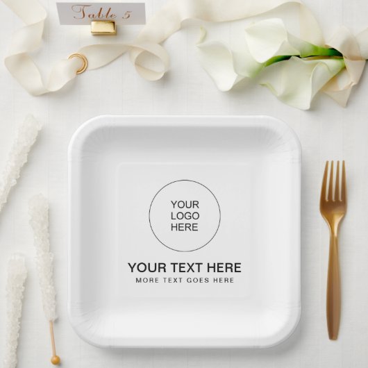 Aangepaste Sjabloon bedrijf Logo Tekst hier Stijlv Papieren Bordje (Huwelijk)