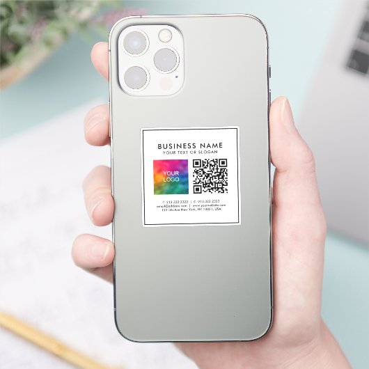 Aangepaste Sjabloon Business Logo QR Code Tekst Ti Sticker (Telefoon)
