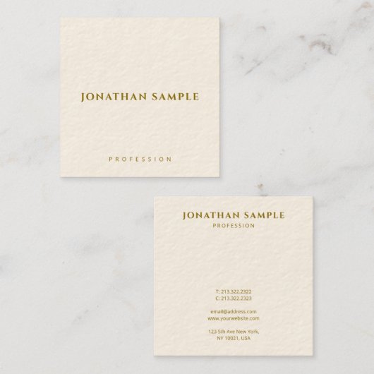 Aangepaste Sjabloon Elegant Modern Gouden Tekst Vi Vierkante Visitekaartje (Voorkant / Achterkant)