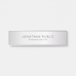 Aangepaste Sjabloon Faux Silver Naam Elegant Moder Deurbordje