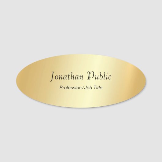 Aangepaste Sjabloon Gold look Modern Script Glam Naamplaatje (Voorkant)