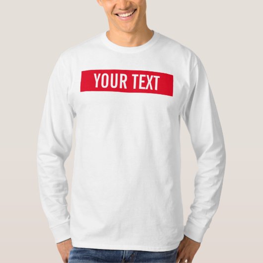 Aangepaste Sjabloon Mannen Modern Lange Mouw Wit T-shirt (Voorkant)