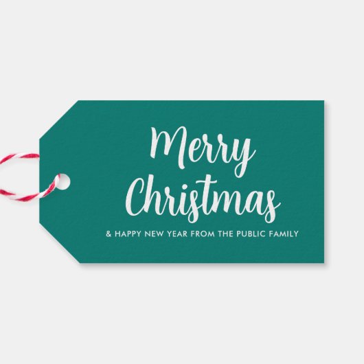 Aangepaste Sjabloon Merry Christmas Green Rood Wit Cadeaulabel (Achterkant Horizontaal)