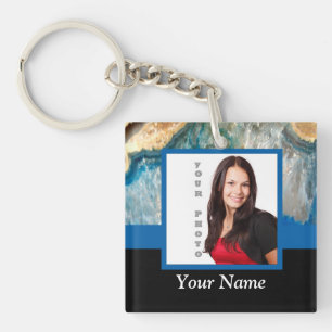 Aangepaste sjabloon met blauw kristal sleutelhanger