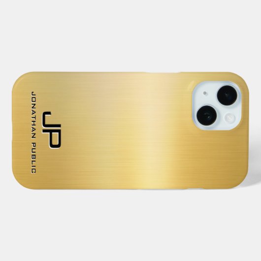 Aangepaste Sjabloon Metallic Look Gold Monogram Case-Mate iPhone Case (Achterkant (horizontaal))