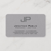 Aangepaste Sjabloon Monogram Luxe Premium Grijs Visitekaartje (Achterkant)