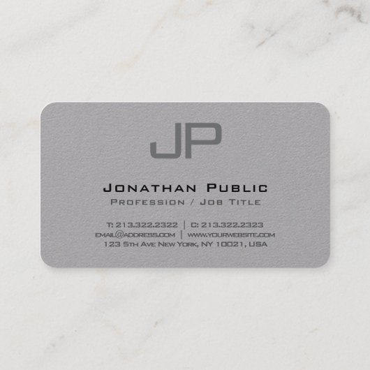 Aangepaste Sjabloon Monogram Luxe Premium Grijs Visitekaartje (Achterkant)