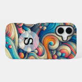 Aangepaste Sjabloon Psychedelic Wavy Print iPhone 16 Hoesje (Achterkant horizontaal)