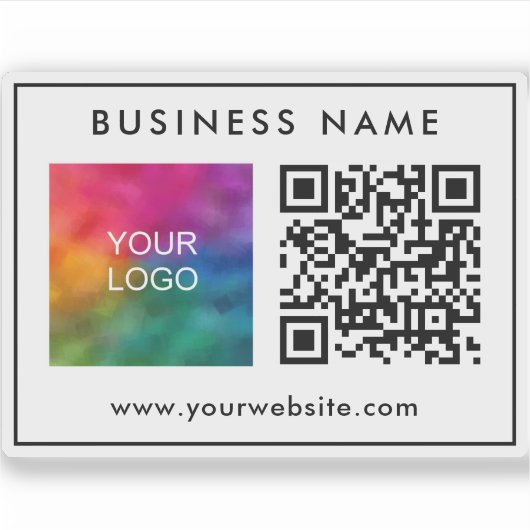 Aangepaste Sjabloon QR Code Tekst Zakelijk Logo St Sticker (Voorkant)