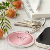 Aangepaste Sjabloon Roos Gold Monogram Elegant Mod Sleutelhanger (Voorkant Rechts)
