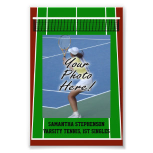 Aangepaste Sjabloon van de Fotogrens van Tennis Pl Foto Afdruk
