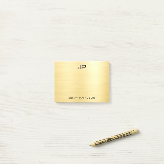 Aangepaste Sjabloon van Monogram Initiaal Gold Kij Post-it® Notes (Op bureau)