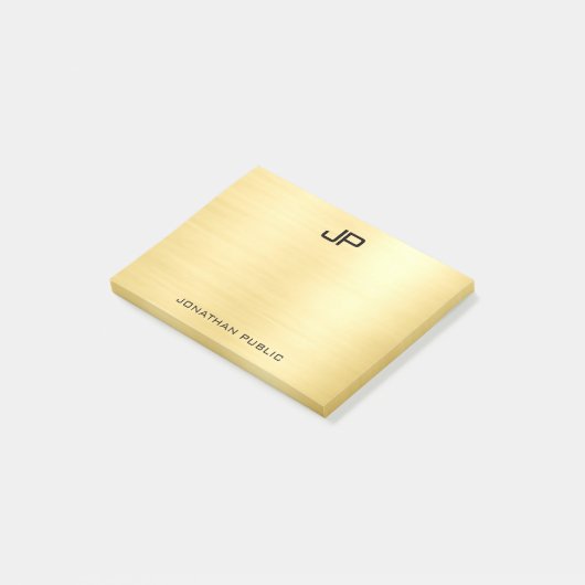 Aangepaste Sjabloon van Monogram Initiaal Gold Kij Post-it® Notes (Schuin)