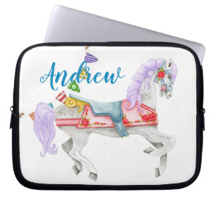 Aangepaste Sjabloon voor carrouselpaarden Laptop Sleeve