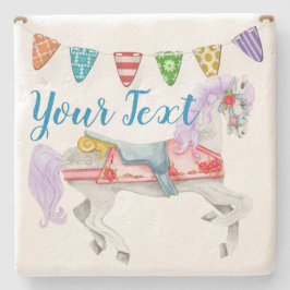 Aangepaste Sjabloon voor carrouselpaarden Stenen Onderzetter