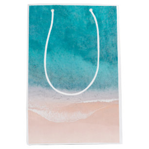 Aangepaste Sjabloon Zonnestrand Blauw Zee Zand Medium Cadeauzakje