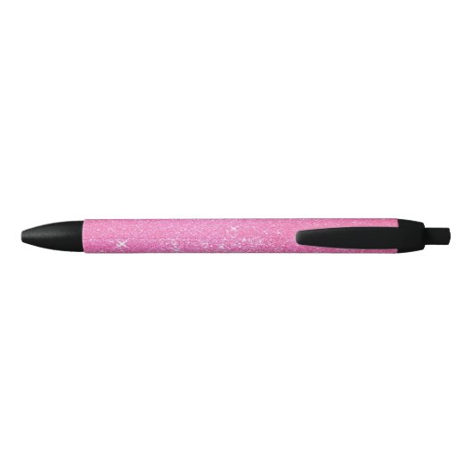 Aangepaste sjabloonnaam Tekst Cute Roze Glitters L Zwarte Inkt Pen (Achterkant)