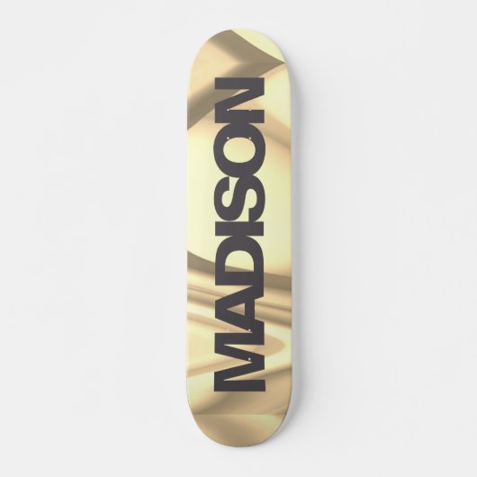 Aangepaste Skateboard Name Gold Yellow Wave (Voorkant)