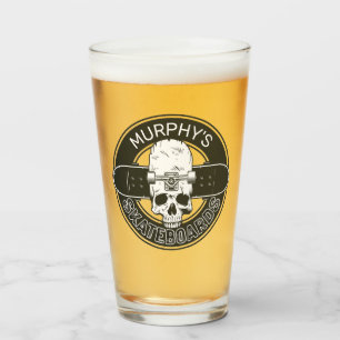 Aangepaste SkaterNAAM Skull Skateboarden Schaats Glas