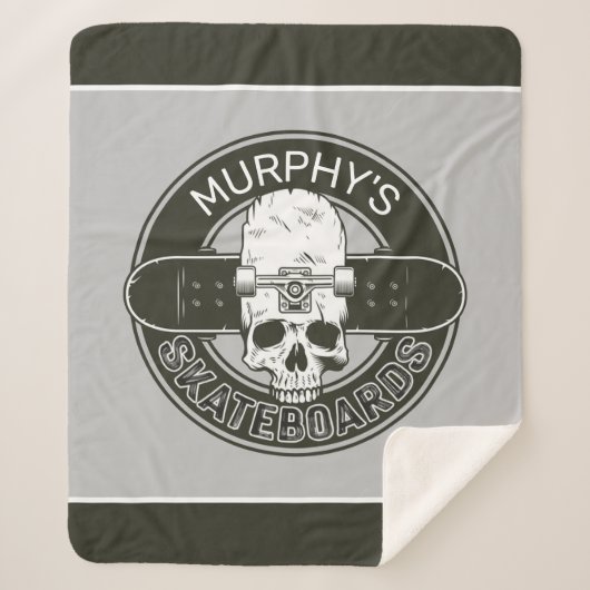 Aangepaste SkaterNAAM Skull Skateboarden Schaats Sherpa Deken (Voorkant)