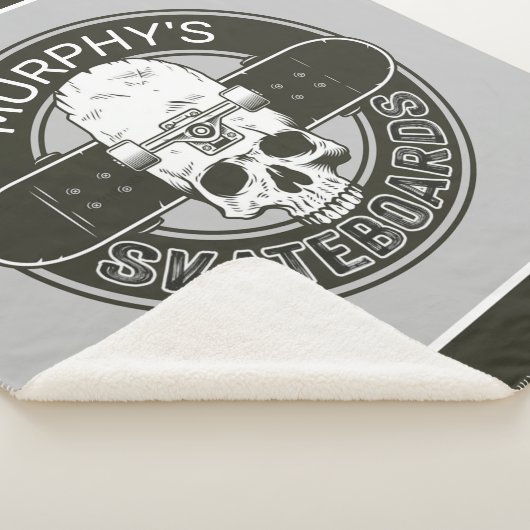 Aangepaste SkaterNAAM Skull Skateboarden Schaats Sherpa Deken (3/4)
