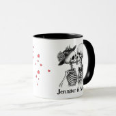 Aangepaste skelet paar namen gepersonaliseerd mok (Voorkant rechts)