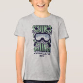 Aangepaste ski-locatie Datum Naam Tri-Blend Shirt (Voorkant)