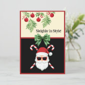 Aangepaste "Sleighin' in Style!" Kerstgroet Feestdagenkaart (Staand voorkant)