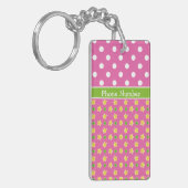 Aangepaste Sleutelhanger: Primroses en Polka's op Sleutelhanger (Voorkant Links)