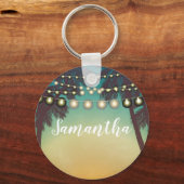 Aangepaste Sleutelhanger-strand zonnepalmbomen Str Sleutelhanger (Voorkant)