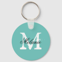 Aangepaste sleutelhanger van monogram turquoise bl