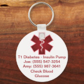 Aangepaste Sleutelhanger voor medische waarschuwin (Voorkant)