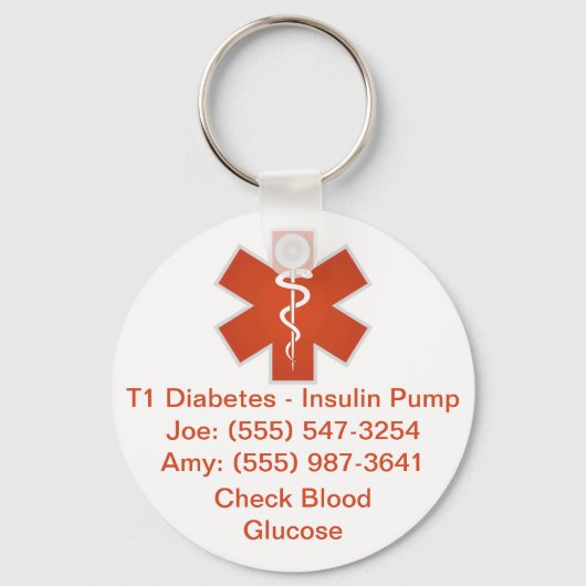 Aangepaste Sleutelhanger voor medische waarschuwin (Voorkant)