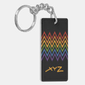 aangepaste sleutelketen Rainbow Chevron Pattern Sleutelhanger (Voorkant Links)
