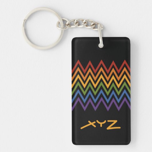aangepaste sleutelketen Rainbow Chevron Pattern Sleutelhanger (Voorkant)