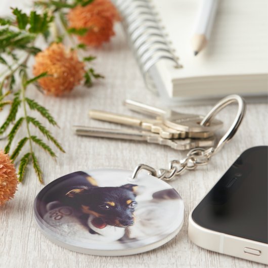 Aangepaste sleutelketen voor dubbelzijdige puppy D Sleutelhanger (Voorkant Rechts)